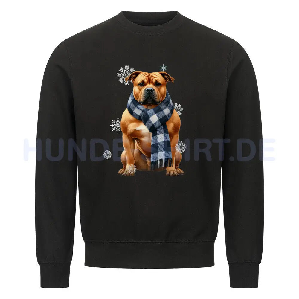 Premium Sweatshirt "American Staffordshire Terrier Winter" Schwarz – hunde-shirt.de