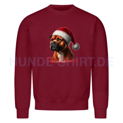 Premium Sweatshirt "AmStaff braun - Merry Christmas" Burgunder – hunde-shirt.de