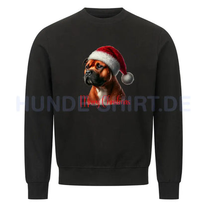 Premium Sweatshirt "AmStaff braun - Merry Christmas" Schwarz – hunde-shirt.de