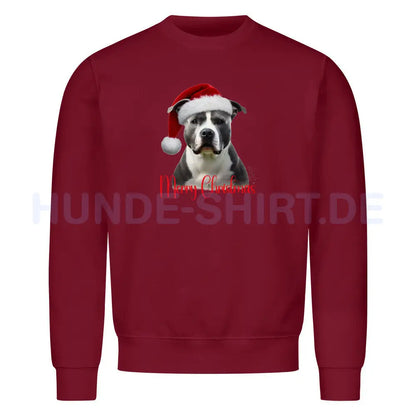 Premium Sweatshirt "AmStaff - Merry Christmas" Burgunder – hunde-shirt.de