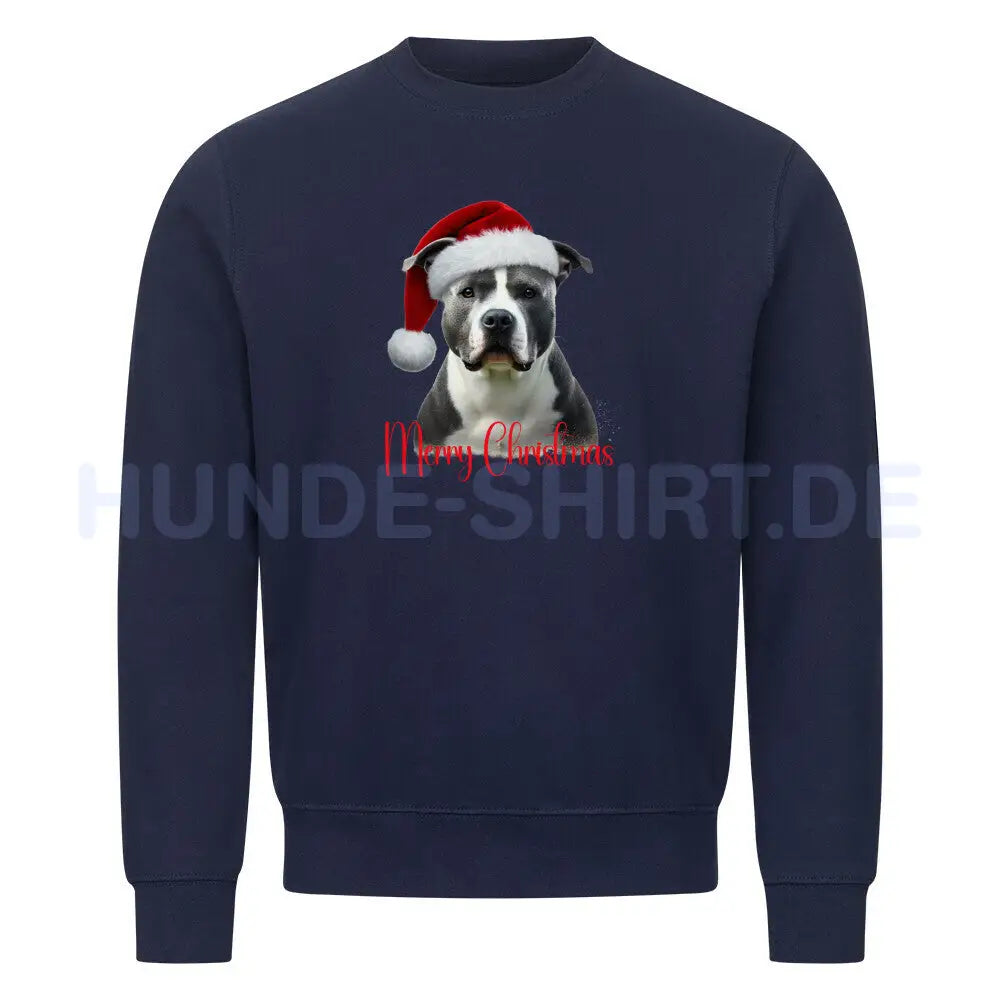 Premium Sweatshirt "AmStaff - Merry Christmas" Navy Blue – hunde-shirt.de