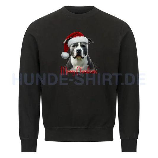 Premium Sweatshirt "AmStaff - Merry Christmas" Schwarz – hunde-shirt.de