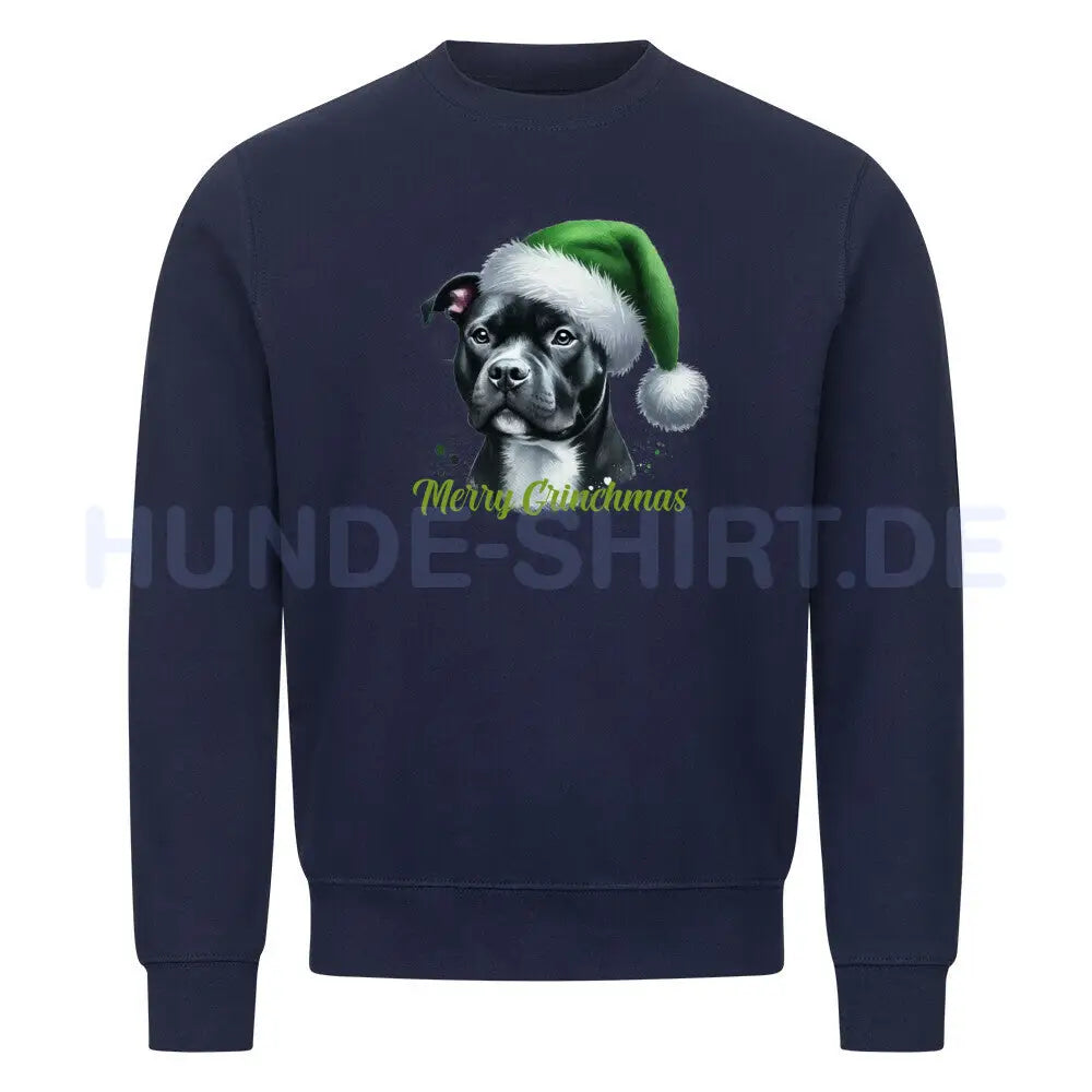 Premium Sweatshirt "AmStaff - Merry Grinchmas" Navy Blue – hunde-shirt.de