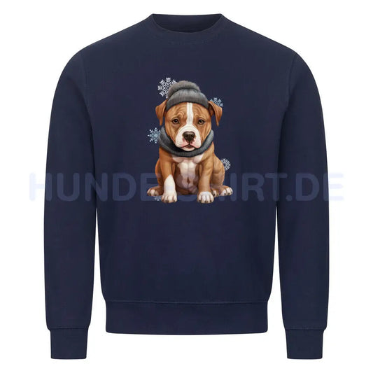 Premium Sweatshirt "AmStaff- Winterbub" Navy Blue – hunde-shirt.de