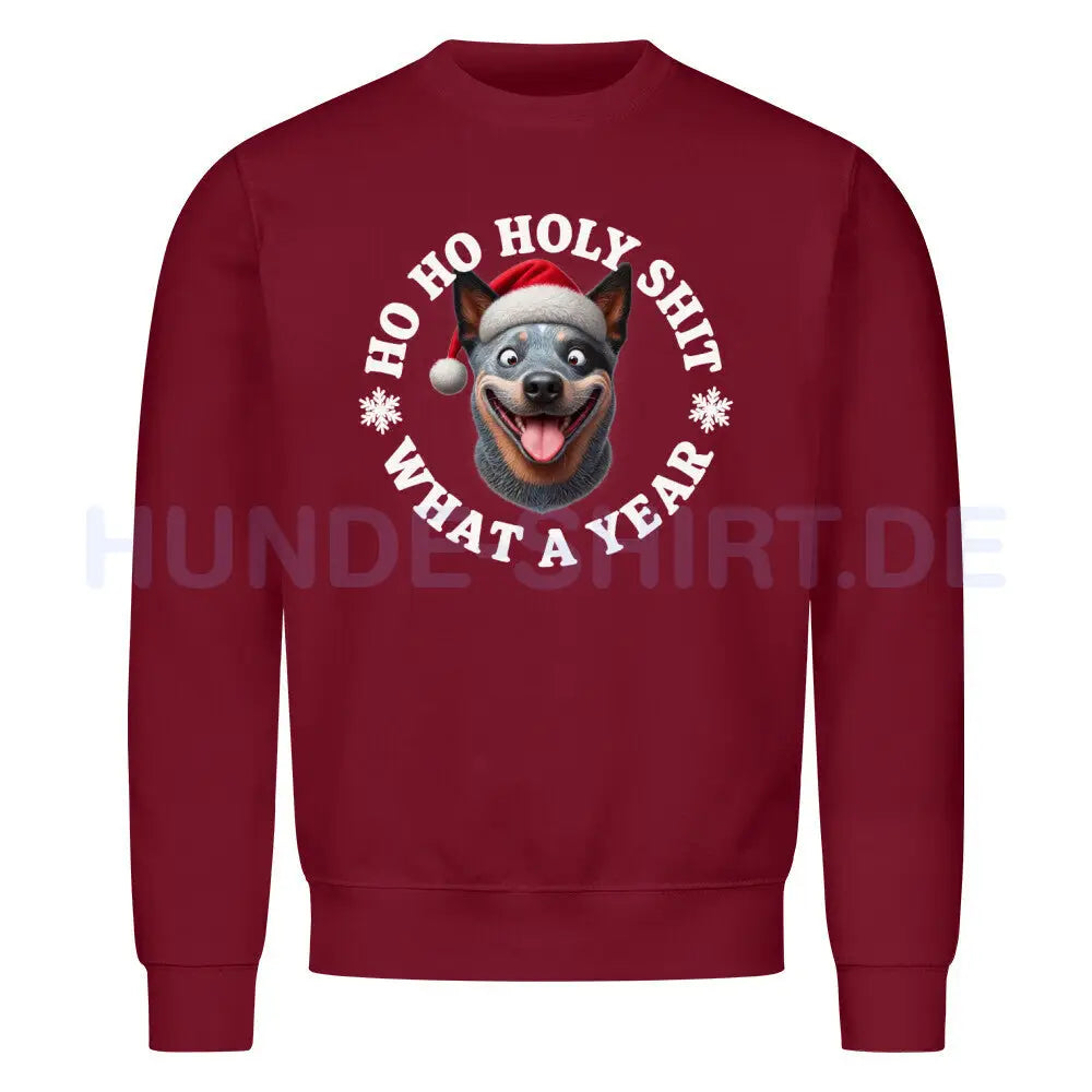 Premium Sweatshirt "Australian Cattle Dog - HO HO..." Burgunder – hunde-shirt.de