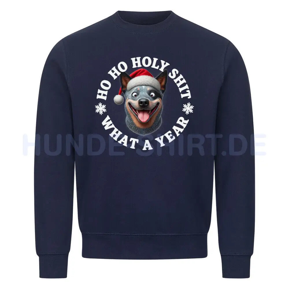 Premium Sweatshirt "Australian Cattle Dog - HO HO..." Navy Blue – hunde-shirt.de