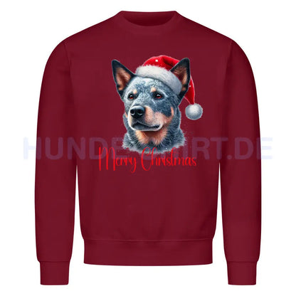 Premium Sweatshirt "Australian Cattle Dog - Merry Christmas" Burgunder – hunde-shirt.de