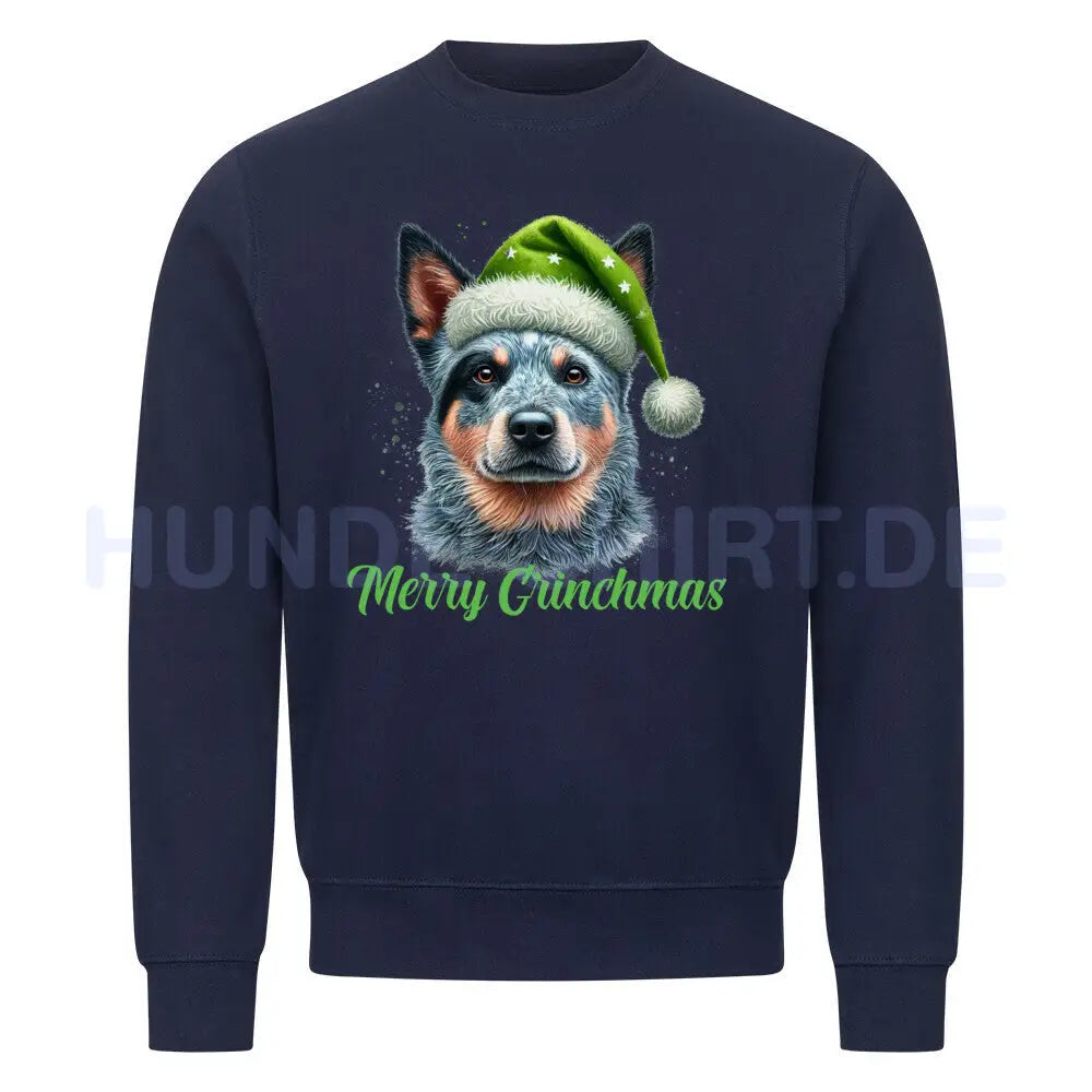 Premium Sweatshirt "Australian Cattle Dog - Merry Grinchmas" Navy Blue – hunde-shirt.de