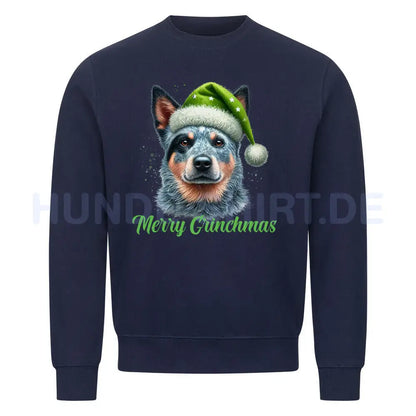 Premium Sweatshirt "Australian Cattle Dog - Merry Grinchmas" Navy Blue – hunde-shirt.de