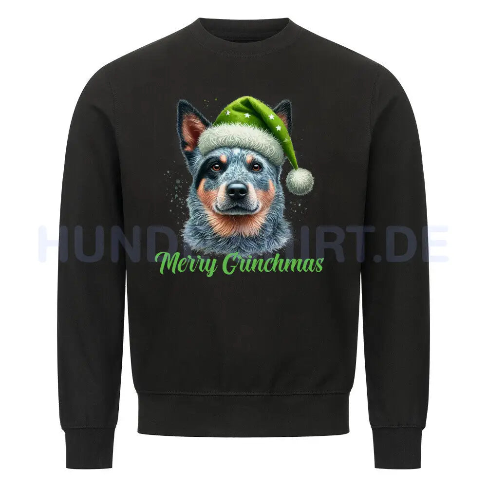 Premium Sweatshirt "Australian Cattle Dog - Merry Grinchmas" Schwarz – hunde-shirt.de