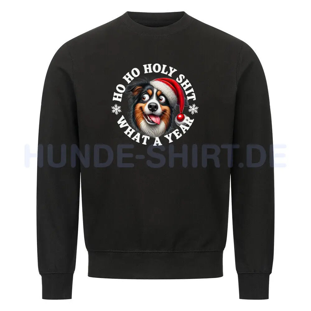 Premium Sweatshirt "Australian Shepherd - HO HO..." Schwarz – hunde-shirt.de