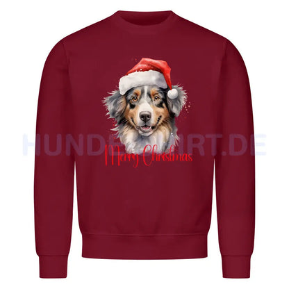 Premium Sweatshirt "Australian Shepherd - Merry Christmas 2" Burgunder – hunde-shirt.de