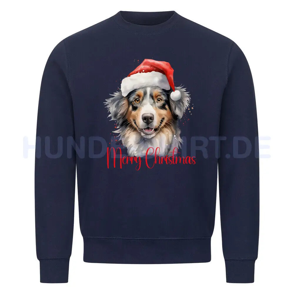 Premium Sweatshirt "Australian Shepherd - Merry Christmas 2" Navy Blue – hunde-shirt.de