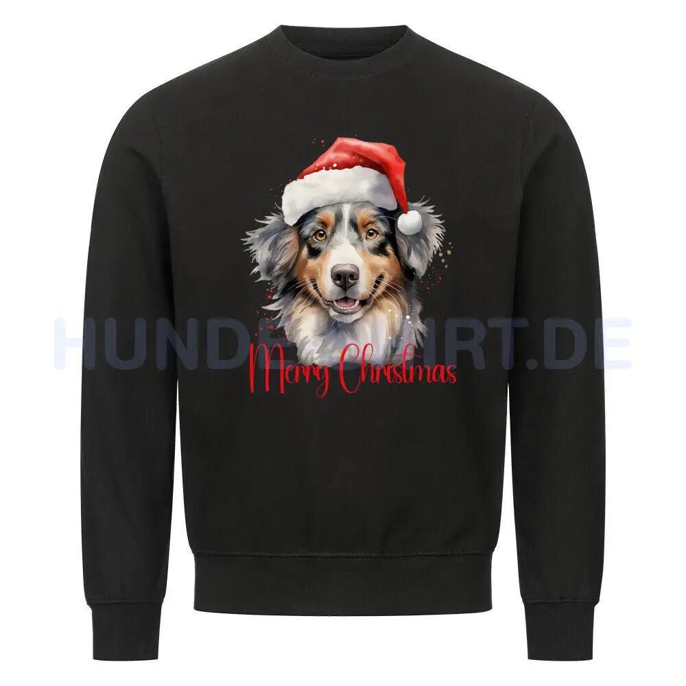 Premium Sweatshirt "Australian Shepherd - Merry Christmas 2" Schwarz – hunde-shirt.de