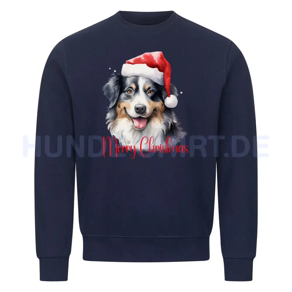 Premium Sweatshirt "Australian Shepherd - Merry Christmas" Navy Blue – hunde-shirt.de