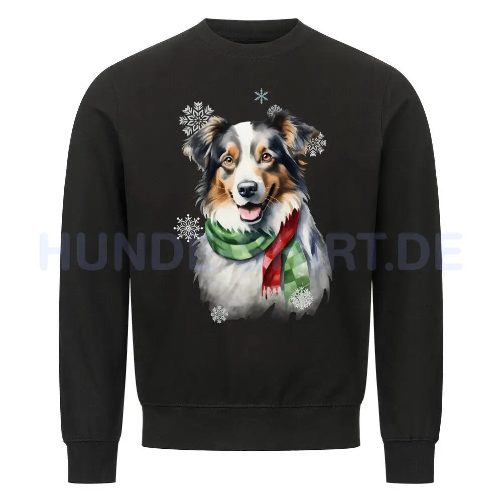 Premium Sweatshirt "Australian Shepherd Winter" Schwarz – hunde-shirt.de