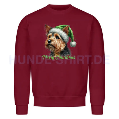 Premium Sweatshirt "Australian Terrier - Merry Grinchmas" Burgunder – hunde-shirt.de