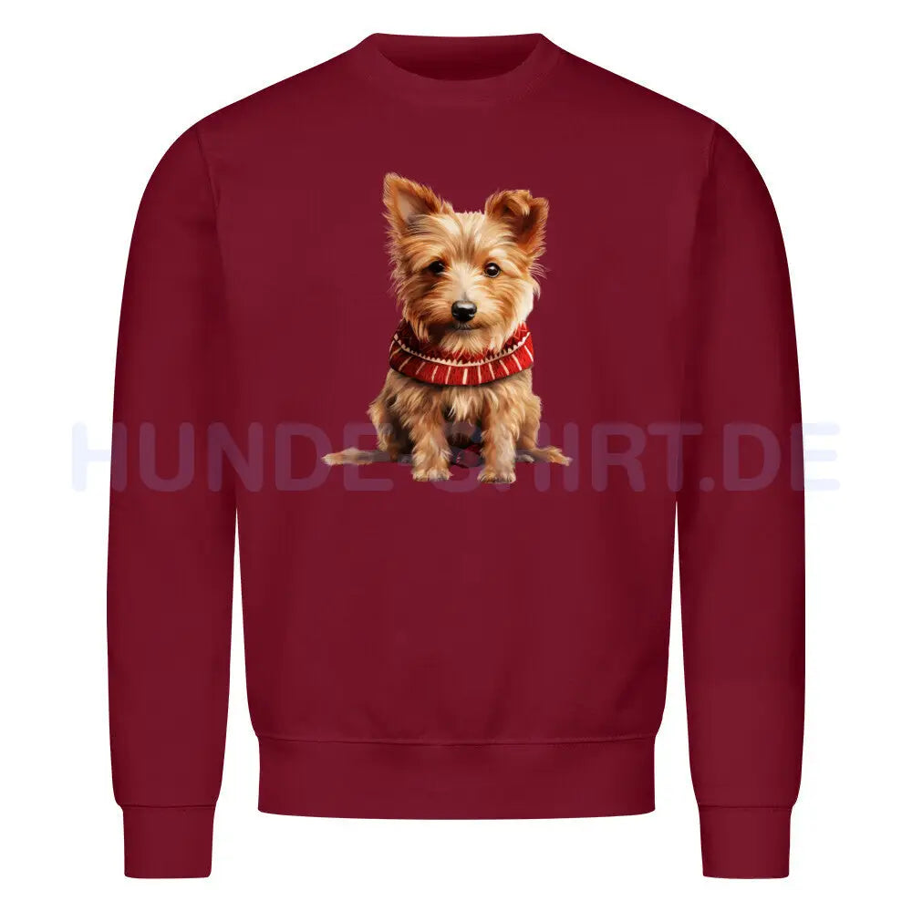 Premium Sweatshirt "Australian Terrier - Winter" Burgunder – hunde-shirt.de