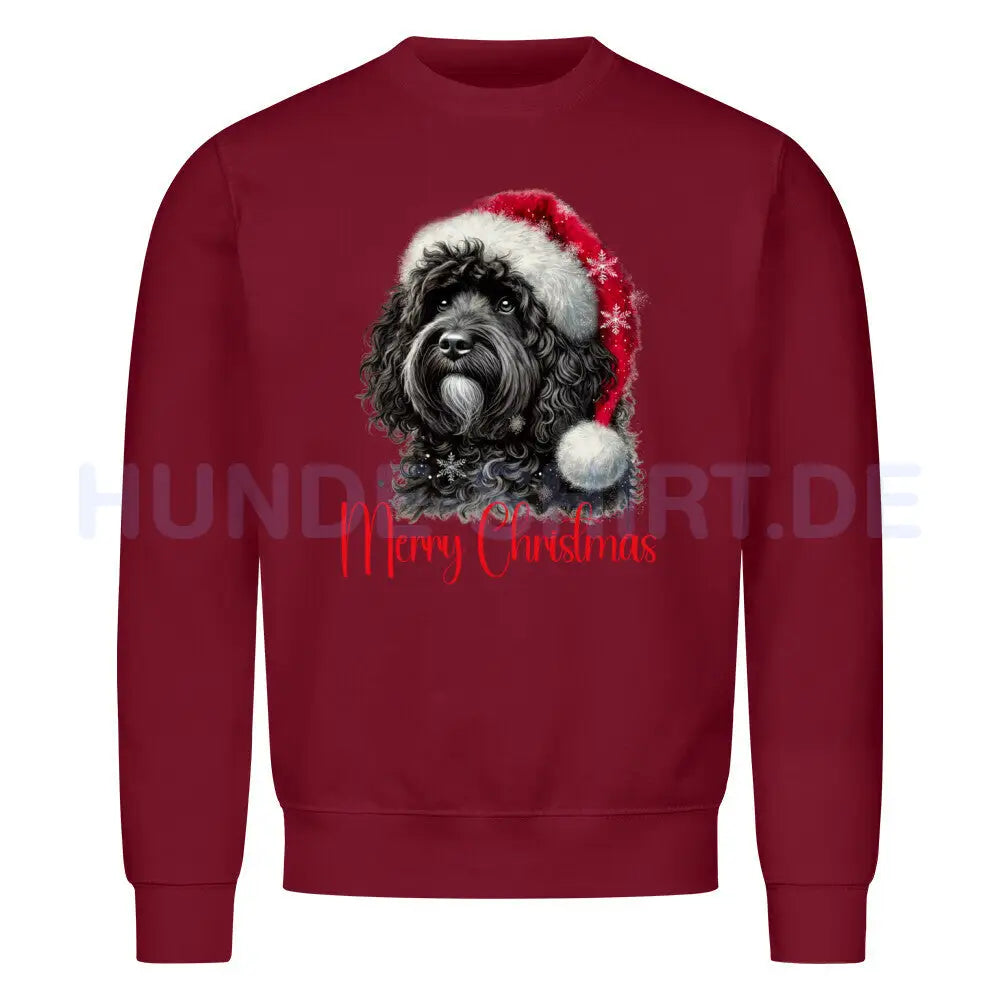 Premium Sweatshirt "Barbet - Merry Christmas" Burgunder – hunde-shirt.de