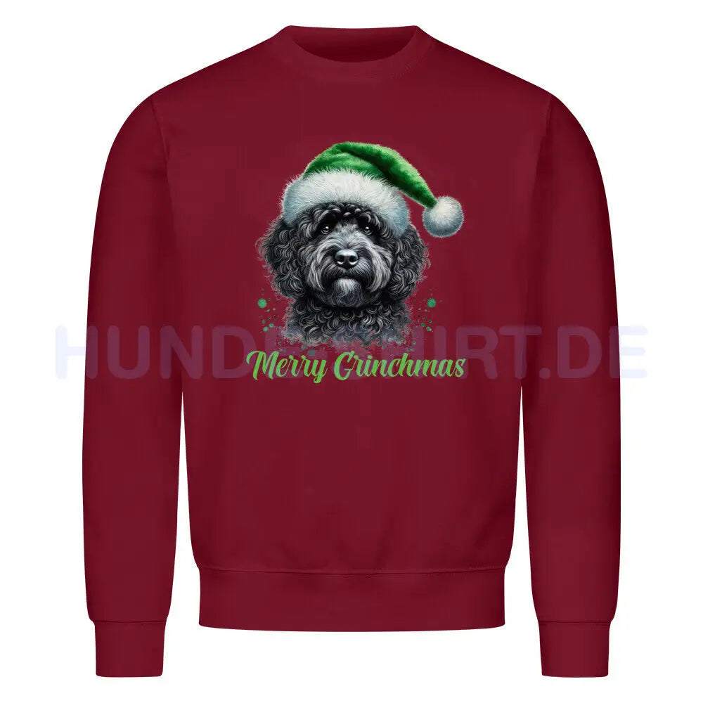 Premium Sweatshirt "Barbet - Merry Grinchmas" Burgunder – hunde-shirt.de