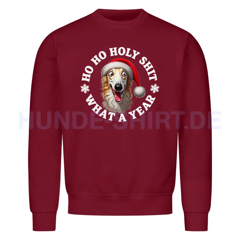 Premium Sweatshirt "Barsoi - HO HO..." Burgunder – hunde-shirt.de