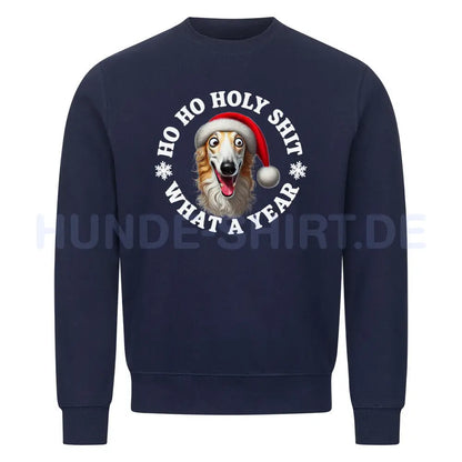 Premium Sweatshirt "Barsoi - HO HO..." Navy Blue – hunde-shirt.de