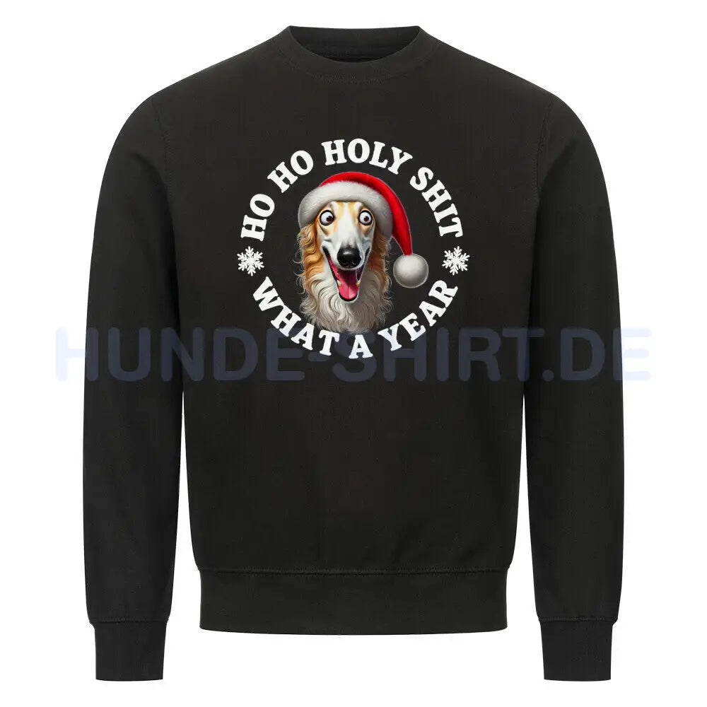 Premium Sweatshirt "Barsoi - HO HO..." Schwarz – hunde-shirt.de