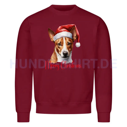 Premium Sweatshirt "Basenji - Merry Christmas" Burgunder – hunde-shirt.de