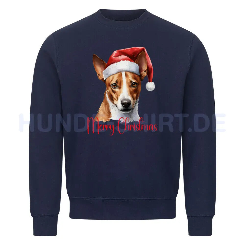 Premium Sweatshirt "Basenji - Merry Christmas" Navy Blue – hunde-shirt.de