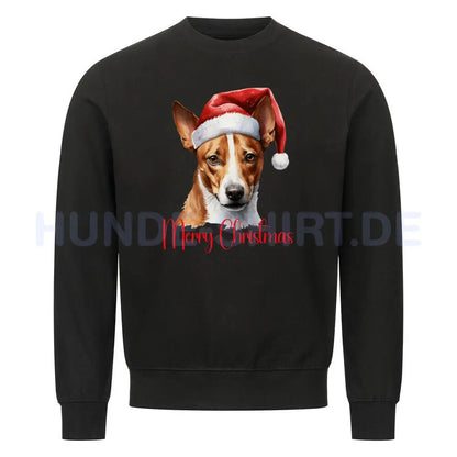 Premium Sweatshirt "Basenji - Merry Christmas" Schwarz – hunde-shirt.de