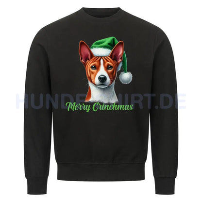 Premium Sweatshirt "Basenji - Merry Grinchmas" Schwarz – hunde-shirt.de