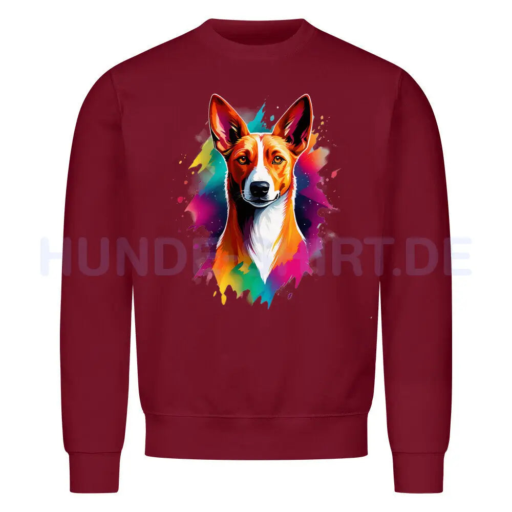 Premium Sweatshirt "Basenji - Splash" Burgunder – hunde-shirt.de