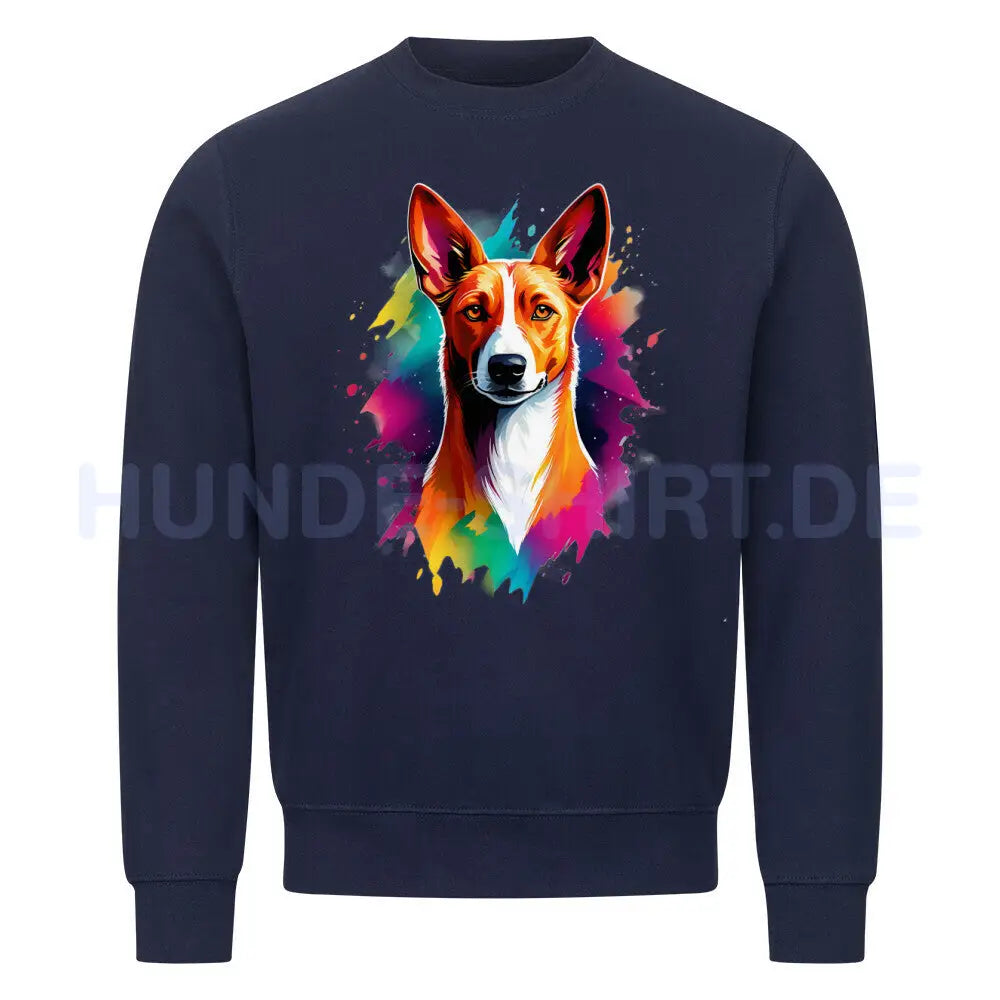 Premium Sweatshirt "Basenji - Splash" Navy Blue – hunde-shirt.de