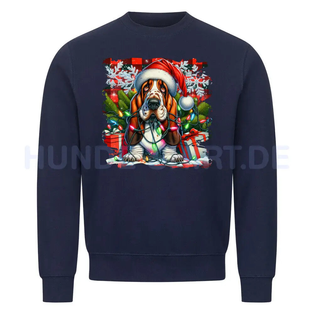 Premium Sweatshirt "Basset - Funny Christmas" Navy Blue – hunde-shirt.de