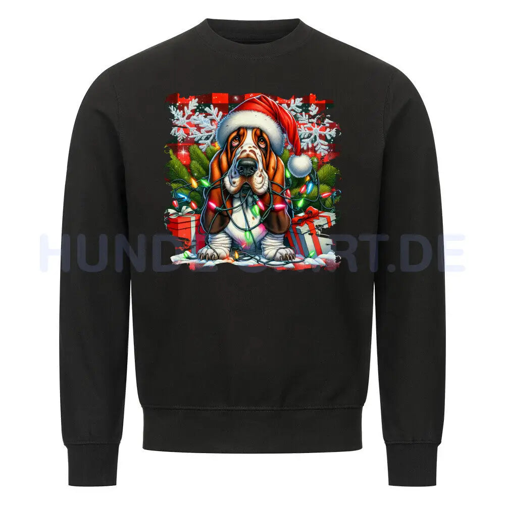 Premium Sweatshirt "Basset - Funny Christmas" Schwarz – hunde-shirt.de