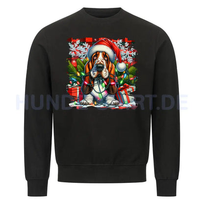 Premium Sweatshirt "Basset - Funny Christmas" Schwarz – hunde-shirt.de