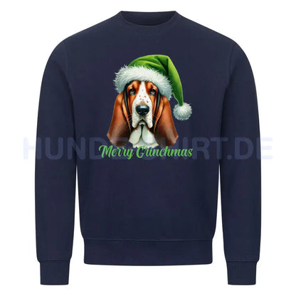 Premium Sweatshirt "Basset - Merry Grinchmas" Navy Blue – hunde-shirt.de