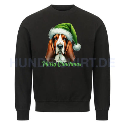 Premium Sweatshirt "Basset - Merry Grinchmas" Schwarz – hunde-shirt.de