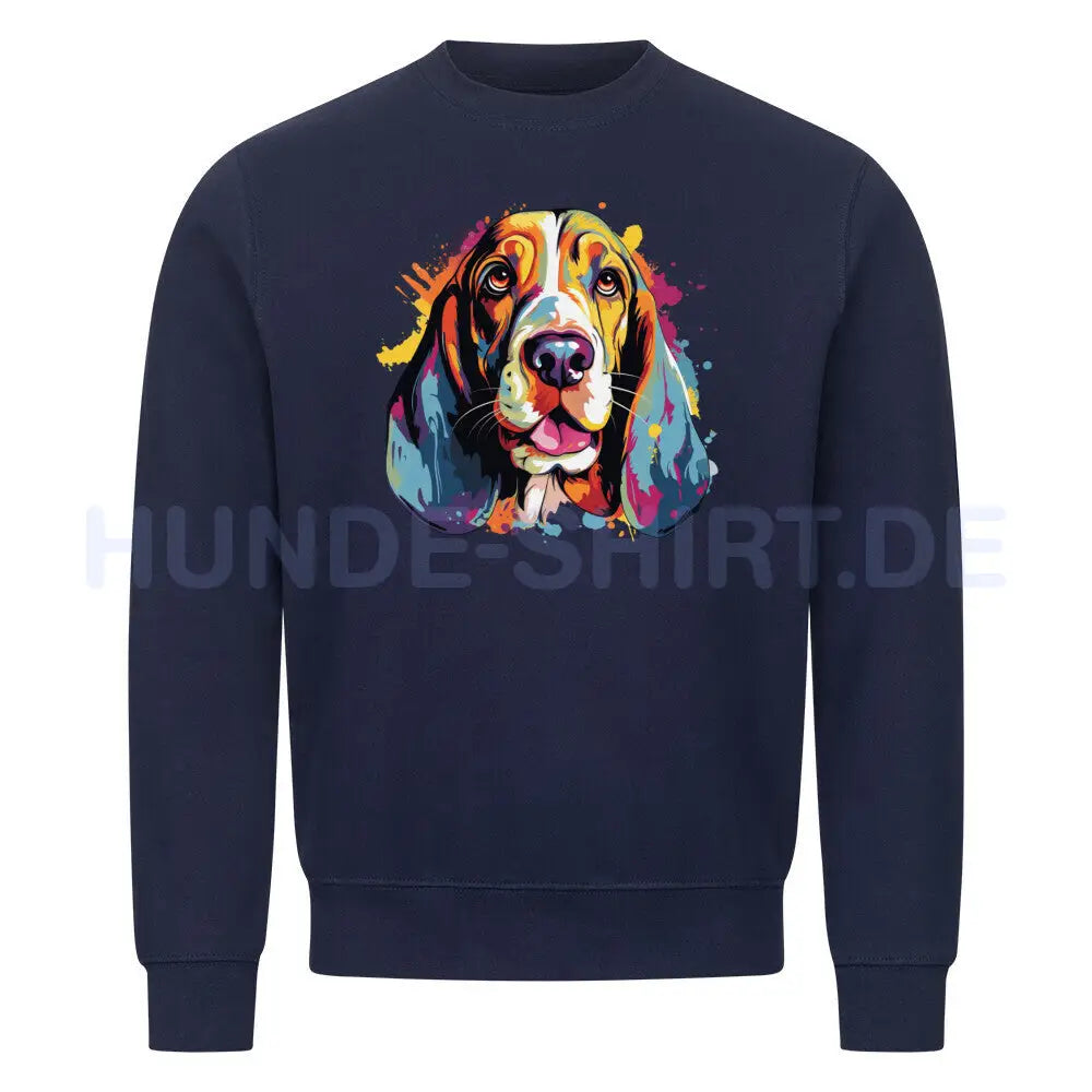 Premium Sweatshirt "Basset Paint" Navy Blue – hunde-shirt.de