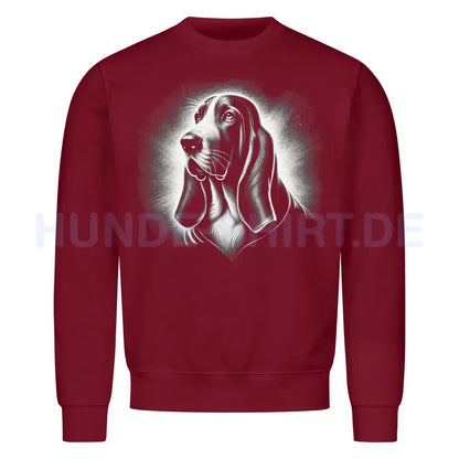 Premium Sweatshirt "Basset - Shine" Burgunder – hunde-shirt.de