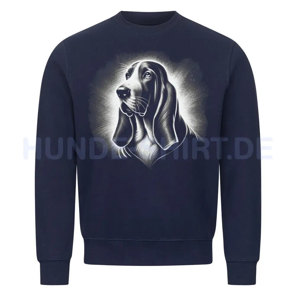 Premium Sweatshirt "Basset - Shine" Navy Blue – hunde-shirt.de