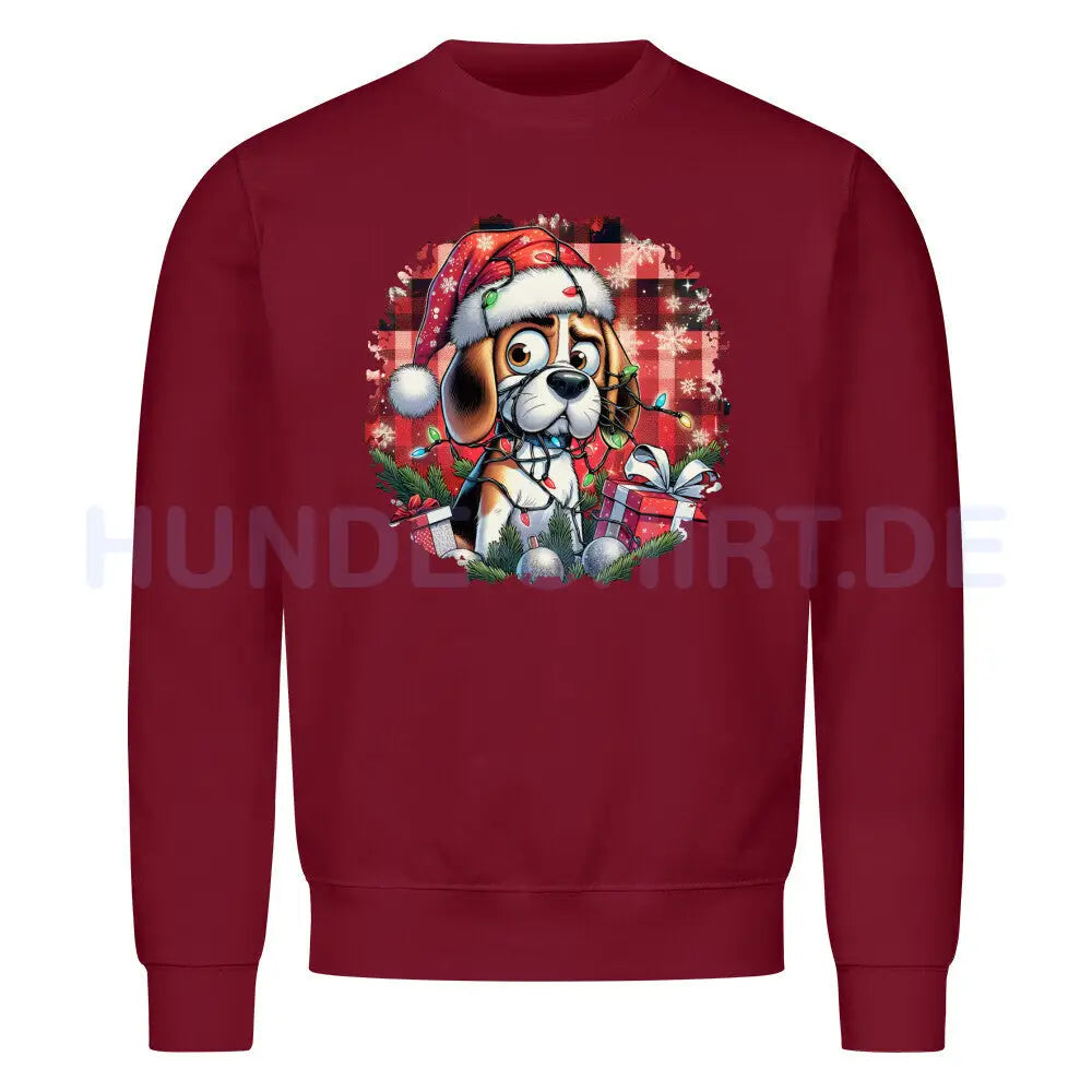 Premium Sweatshirt "Beagle - Funny Christmas" Burgunder – hunde-shirt.de