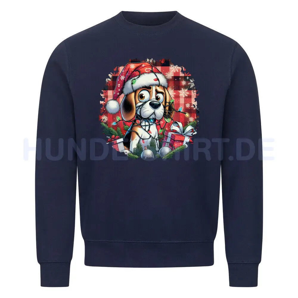 Premium Sweatshirt "Beagle - Funny Christmas" Navy Blue – hunde-shirt.de