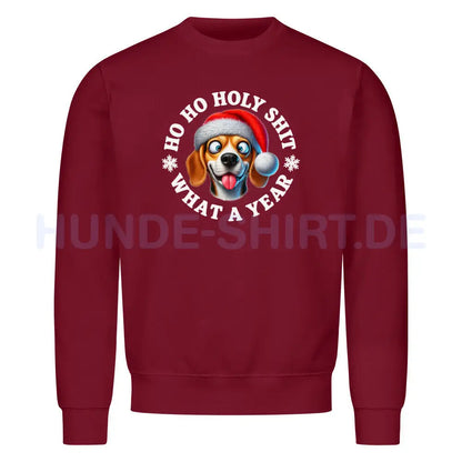 Premium Sweatshirt "Beagle - HO HO..." Burgunder – hunde-shirt.de