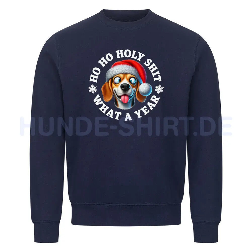 Premium Sweatshirt "Beagle - HO HO..." Navy Blue – hunde-shirt.de