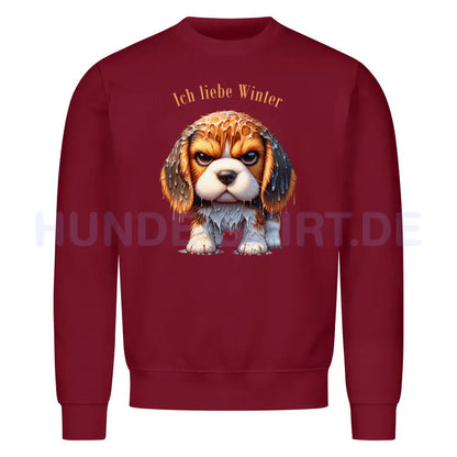 Premium Sweatshirt "Beagle - Ich liebe Winter" Burgunder – hunde-shirt.de