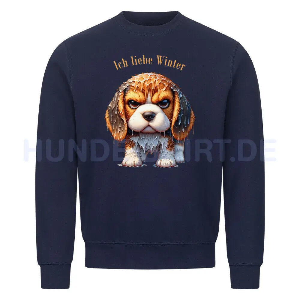 Premium Sweatshirt "Beagle - Ich liebe Winter" Navy Blue – hunde-shirt.de