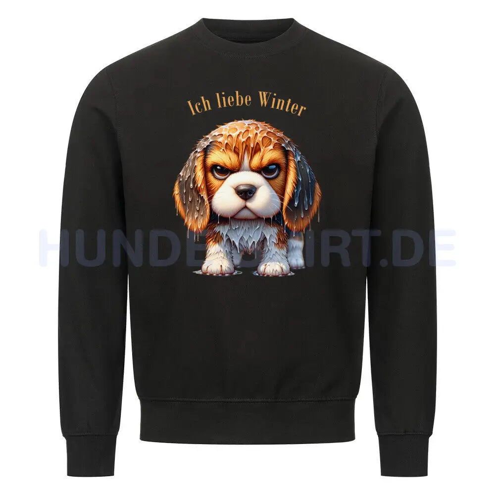 Premium Sweatshirt "Beagle - Ich liebe Winter" Schwarz – hunde-shirt.de