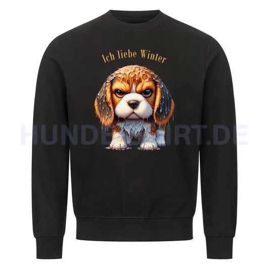 Premium Sweatshirt "Beagle - Ich liebe Winter" Schwarz – hunde-shirt.de