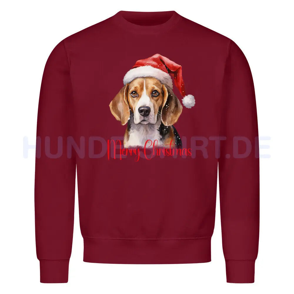 Premium Sweatshirt "Beagle - Merry Christmas" Burgunder – hunde-shirt.de